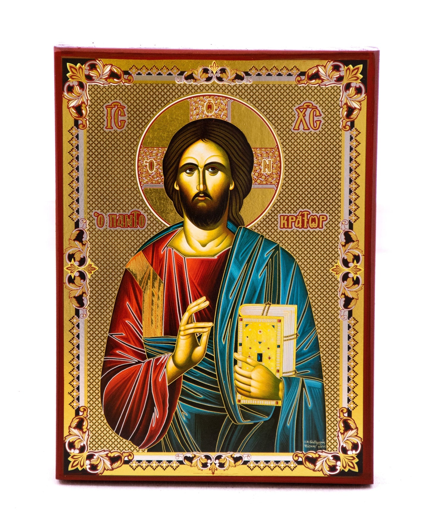 Jesus Christ icon, Byzantine art wall hanging, Religious home decor Handmade Greek Orthodox icon on wood plaque, wedding gift ideas 27x21cm TheHolyArt