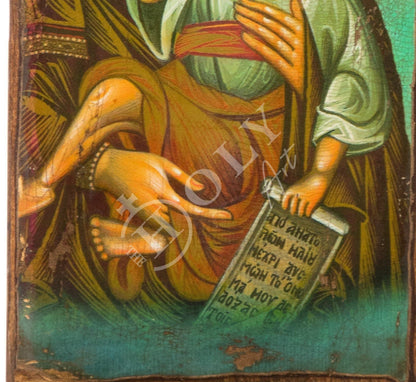 Virgin Mary icon Panagia, Handmade Greek Orthodox icon Theotokos, Mother of God Byzantine art wall hanging wood plaque canvas icon 40x13cm - TheHolyArt