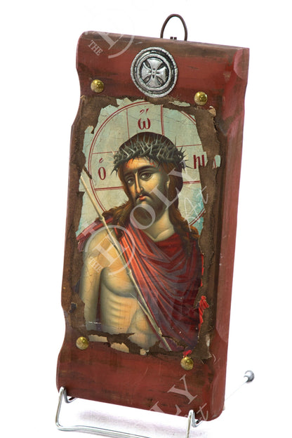 Jesus Christ icon Bridegroom, Handmade Greek Orthodox icon of Nymphios, Byzantine art wall hanging canvas wood plaque 30x14cm, wedding gift - TheHolyArt