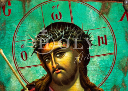 Jesus Christ icon Bridegroom, Handmade Greek Orthodox icon of Nymphios, Byzantine art wall hanging canvas wood plaque 39x26cm, wedding gift - TheHolyArt