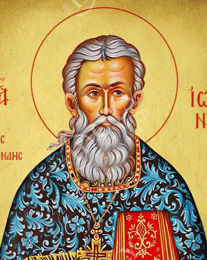 Saint John of Kronstadt icon, Handmade Christian Orthodox icon of St John the Righteous, Religious art wall hanging on wood plaque gift - TheHolyArt