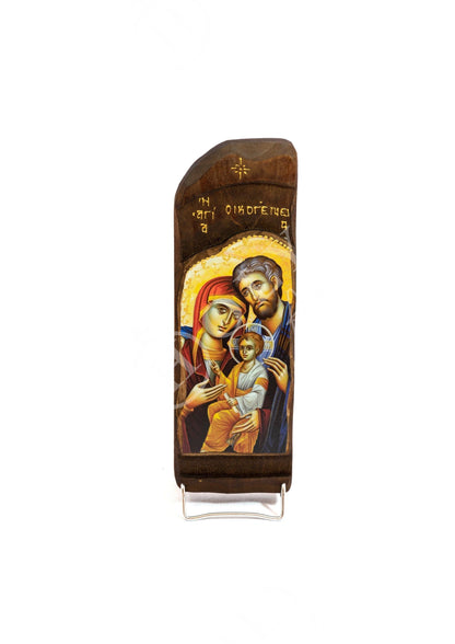The Holy Family icon, Handmade Greek Orthodox icon, Byzantine art wall hanging icon on wood plaque, religious decor - TheHolyArt