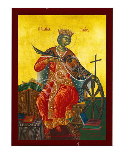 Saint Catherine icon, Handmade Greek Orthodox icon of St Katherine, Byzantine art wall hanging icon plaque, religious gift - TheHolyArt