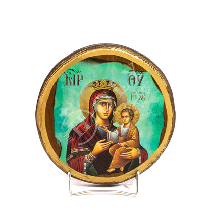 Virgin Mary icon Panagia, Handmade Greek Orthodox Icon of Mother of God, Theotokos Byzantine art wall hanging wood plaque, religious decor - TheHolyArt