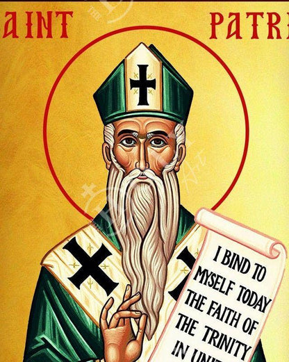 Saint Patrick icon, Handmade Greek Orthodox Catholic icon of St Patrick, Byzantine art wall hanging icon wood plaque, religious gift - TheHolyArt