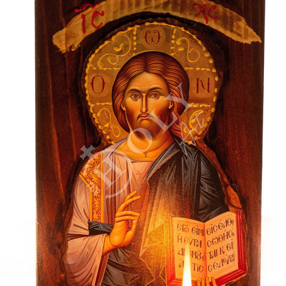 Christian Iconostasis with Jesus Christ icon Handmade Mount Athos Orthodox shrine w/ Our Lord Byzantine altar wall hanging wood plaque icon - TheHolyArt