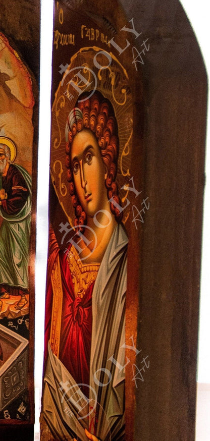 Handmade Iconostasis with Resurrection of Jesus Christ Archangel Michael Archangel Gabriel - TheHolyArt