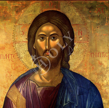 Jesus Christ icon, Handmade Greek Orthodox icon of our Lord, Byzantine art wall hanging on wood plaque, religious icon home decor - TheHolyArt