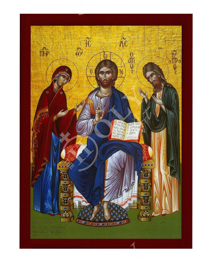 Jesus Christ icon Deisis, Handmade Greek Orthodox icon of our Deesis, Byzantine art wall hanging on wood plaque, religious icon home decor - TheHolyArt