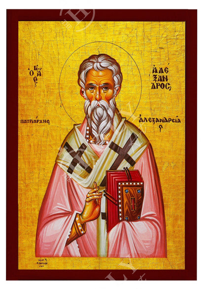 Saint Alexander icon, Handmade Greek Orthodox icon St Alexander of Alexandria, Byzantine art wall hanging wood plaque icon, religious decor - TheHolyArt