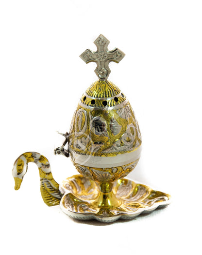Christian Brass Resin Incense Burner, Greek Orthodox Thurible Incense holder, Metal Byzantine Home Censer Perfume burner, religious decor - TheHolyArt