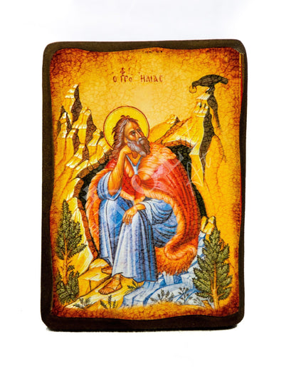 Prophet Elijah icon, Handmade Greek Orthodox icon of Saint Elias, Byzantine art wall hanging on wood plaque icon, religious decor - TheHolyArt