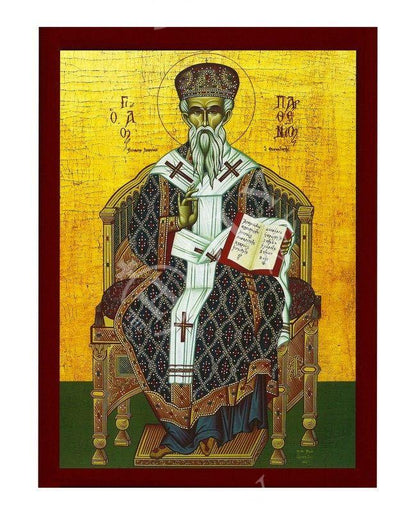 Saint Parthenius icon, Handmade Greek Orthodox icon St Parthenios, Byzantine art wall hanging on wood plaque icon, religious decor - TheHolyArt