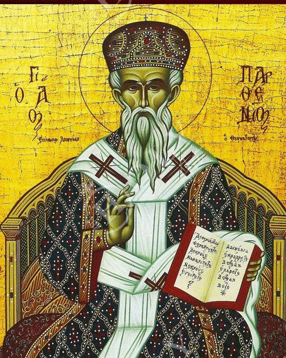Saint Parthenius icon, Handmade Greek Orthodox icon St Parthenios, Byzantine art wall hanging on wood plaque icon, religious decor - TheHolyArt