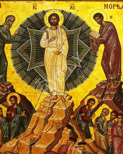 Metamorphosis Jesus Christ icon, Handmade Greek Orthodox icon of the Transfiguration, Byzantine art wall hanging wood plaque, religious gift - TheHolyArt