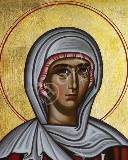 Saint Athena icon, Handmade Greek Orthodox Icon of St Athina the Martyr, Byzantine art wall hanging plaque, religious decor - TheHolyArt
