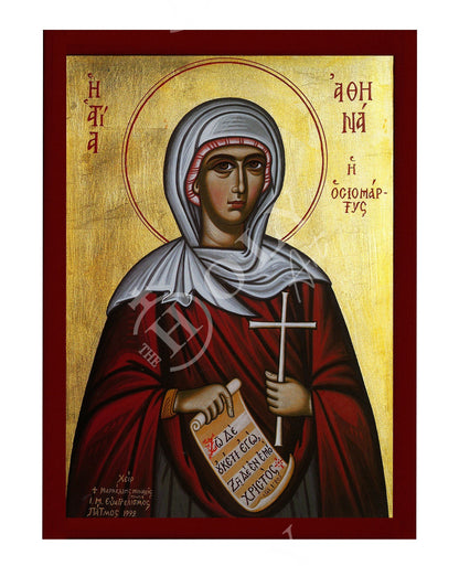 Saint Athena icon, Handmade Greek Orthodox Icon of St Athina the Martyr, Byzantine art wall hanging plaque, religious decor - TheHolyArt