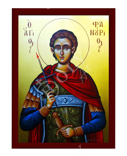 Saint Phanourios icon, Handmade Greek Orthodox icon St Fanourios, Byzantine art wall hanging wood plaque icon, religious decor - TheHolyArt