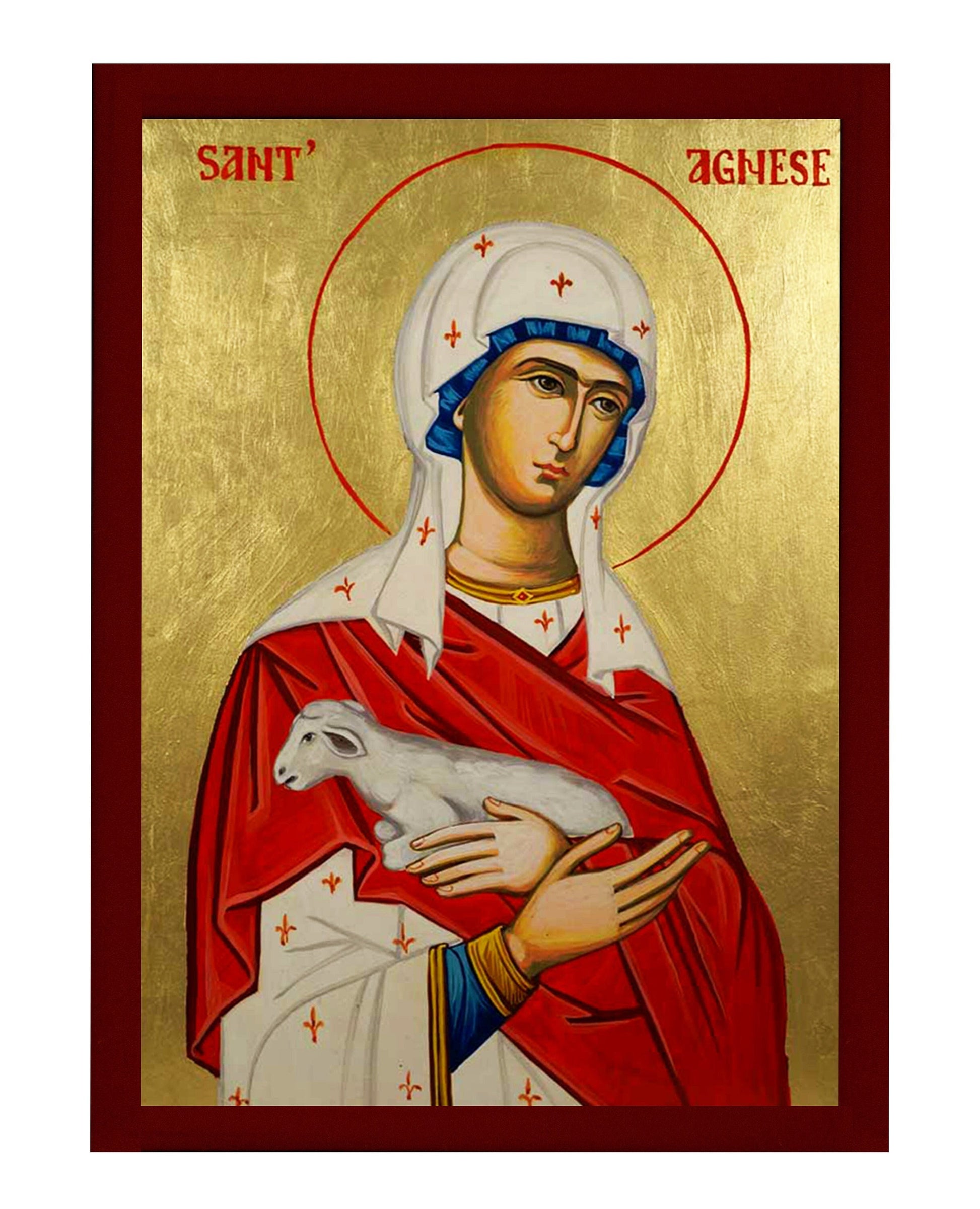 Saint Agnes icon, Handmade Greek Orthodox icon St Agnes of Rome, Byzantine art wall hanging wood plaque, religious gift TheHolyArt