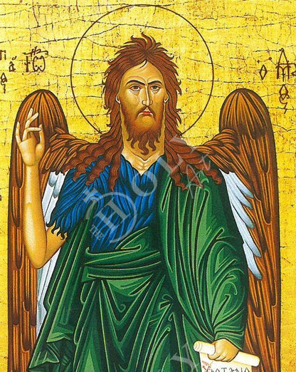 Saint John icon, Handmade Greek Orthodox icon of St John Baptist, Byzantine art wall hanging of the Forerunner wood plaque, religious decor - TheHolyArt