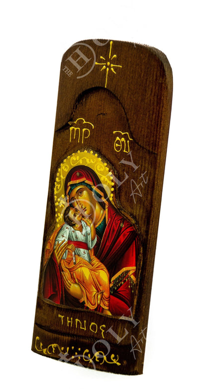 Virgin Mary icon Panagia, Handmade Greek Orthodox Icon, Mother of God Byzantine art, Theotokos wall hanging wood plaque, religious decor - TheHolyArt