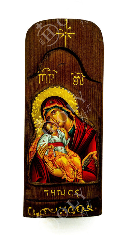 Virgin Mary icon Panagia, Handmade Greek Orthodox Icon, Mother of God Byzantine art, Theotokos wall hanging wood plaque, religious decor - TheHolyArt