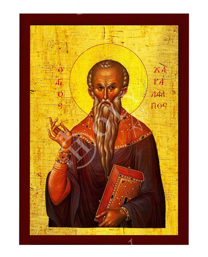 Saint Charalambos icon, Handmade Greek Orthodox icon St Haralambus of Magnesia, Byzantine art wall hanging on wood plaque, religious decor - TheHolyArt