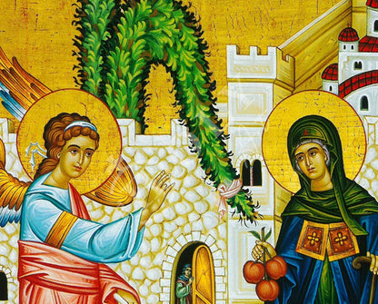 Saint Irene Chrysovalantou icon, Handmade Greek Orthodox icon of St Irene, Byzantine art wall hanging on wood plaque, religious decor - TheHolyArt