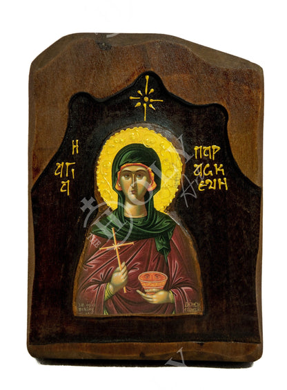 Saint Paraskevi icon, Handmade Greek Orthodox icon of St Paraskevi of Rome, Byzantine art wall hanging icon plaque, religious decor - TheHolyArt
