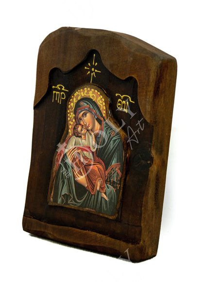Virgin Mary icon Panagia Glykophilousa, Handmade Greek Orthodox Icon, Mother of God Byzantine art, Theotokos wall hanging wood plaque - TheHolyArt