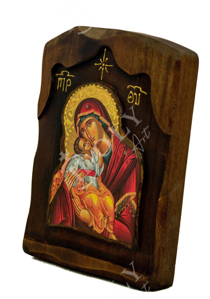 Virgin Mary icon Panagia Glykophilousa, Handmade Greek Orthodox Icon, Mother of God Byzantine art, Theotokos wall hanging wood plaque - TheHolyArt