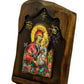 Virgin Mary icon Panagia Rose Amaranth, Handmade Greek Orthodox Icon, Mother of God Byzantine art, Theotokos wall hanging wood plaque - TheHolyArt