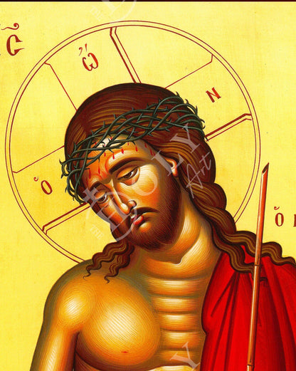 Jesus Christ icon Nymphios, Handmade Greek Orthodox icon of our Lord, Byzantine art wall hanging on wood plaque, religious icon home decor - TheHolyArt