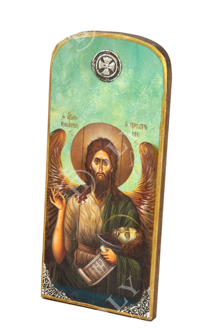 Saint John icon the Forerunner, Handmade Greek Orthodox icon of Saint John Baptist, Byzantine art wall hanging wood plaque, religious decor - TheHolyArt