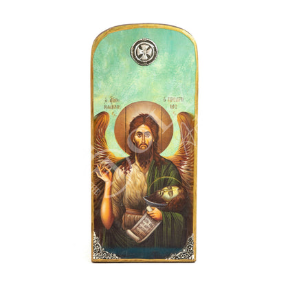 Saint John icon the Forerunner, Handmade Greek Orthodox icon of Saint John Baptist, Byzantine art wall hanging wood plaque, religious decor - TheHolyArt