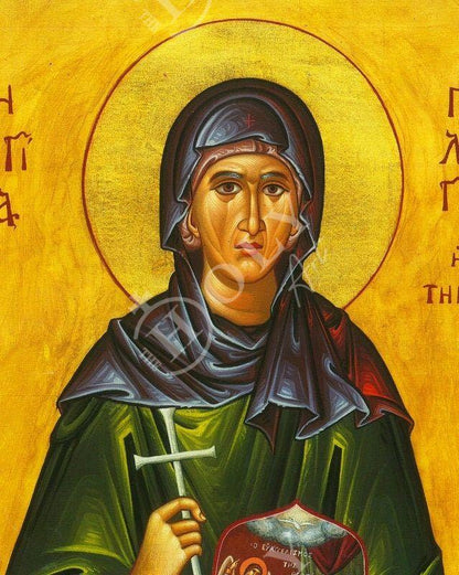 Saint Pelagia icon, Handmade Greek Orthodox icon of St Pelagia of Tinos, Byzantine art wall hanging wood plaque, religious gift - TheHolyArt