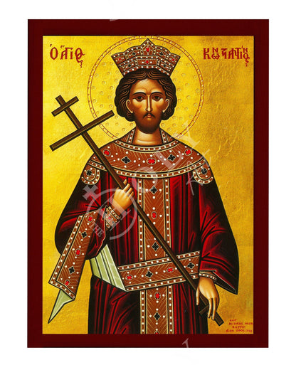 Saint Constantine icon the Great, Handmade Greek Orthodox icon of St Constantine, Byzantine art wall hanging wood plaque, religious gift - TheHolyArt