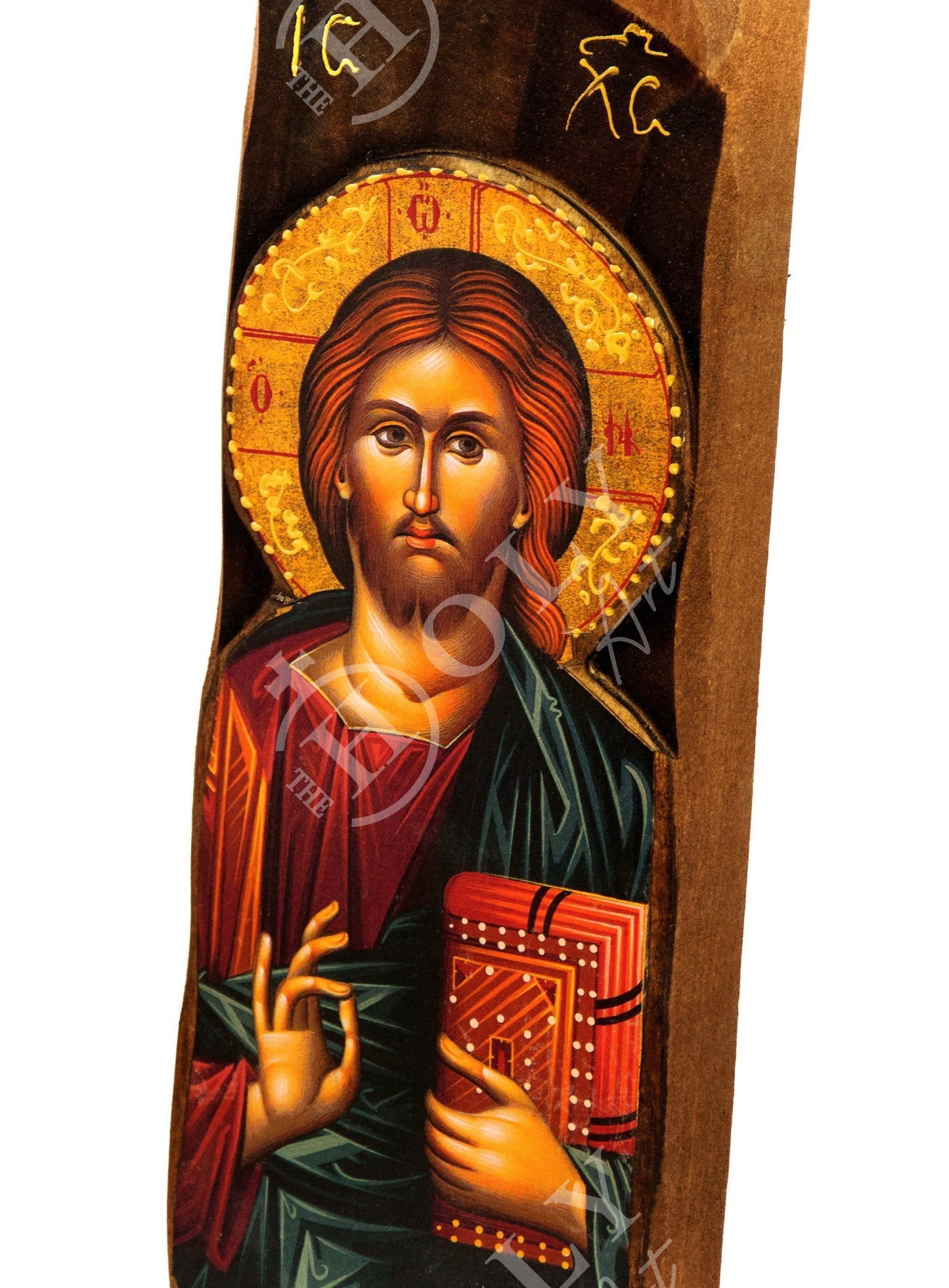 Jesus Christ icon, Handmade Greek Orthodox icon, Byzantine art wall hanging icon of our Lord on wood plaque, wedding gift ideas TheHolyArt