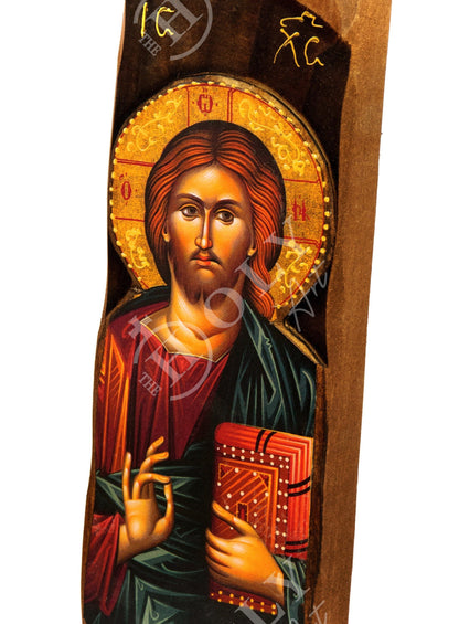 Jesus Christ icon, Handmade Greek Orthodox icon, Byzantine art wall hanging icon of our Lord on wood plaque, wedding gift ideas - TheHolyArt