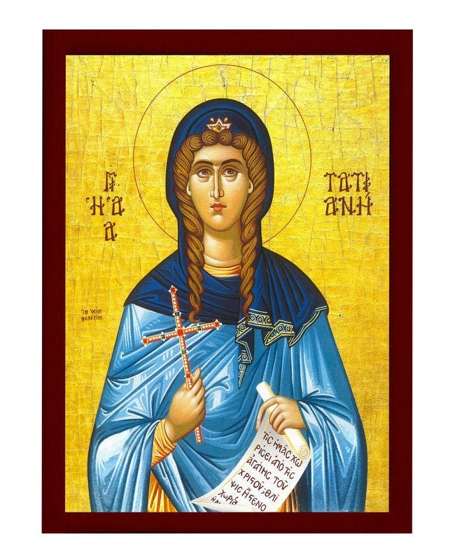 Saint Tatiana icon, Handmade Greek Orthodox icon St Tatiana of Rome, Byzantine art wall hanging on wood plaque icon, religious decor TheHolyArt