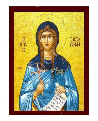 Saint Tatiana icon, Handmade Greek Orthodox icon St Tatiana of Rome, Byzantine art wall hanging on wood plaque icon, religious decor - TheHolyArt