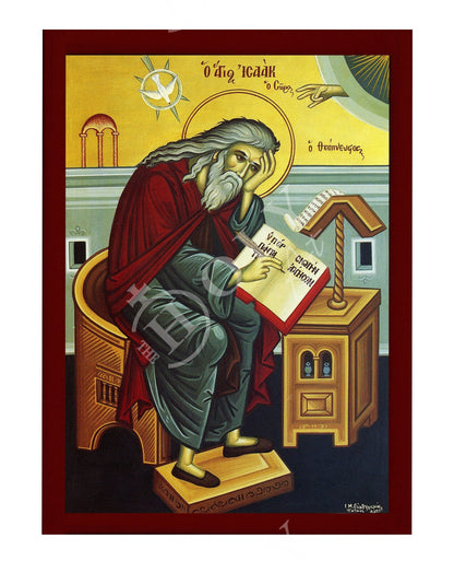 Saint Isaac icon, Handmade Greek Orthodox icon of St Isaac of Syria, Byzantine art wall hanging icon on wood plaque, religious decor - TheHolyArt
