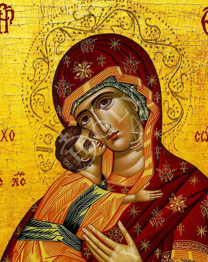 Virgin Mary icon Panagia Soul Saver, Greek Christian Orthodox Icon, Mother of God Byzantine art, Theotokos handmade wall hanging wood plaque - TheHolyArt