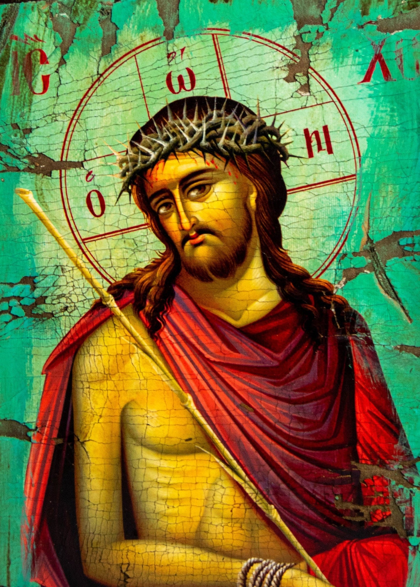 Jesus Christ icon Bridegroom , Handmade Greek Orthodox icon of Nymphios, Byzantine art wall hanging canvas wood plaque 43x23cm, wedding gift TheHolyArt