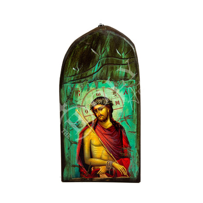 Jesus Christ icon Bridegroom , Handmade Greek Orthodox icon of Nymphios, Byzantine art wall hanging canvas wood plaque 43x23cm, wedding gift - TheHolyArt