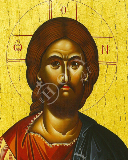 Jesus Christ icon, Handmade Greek Orthodox icon of our Lord, Byzantine art wall hanging on wood plaque, religious home decor - TheHolyArt