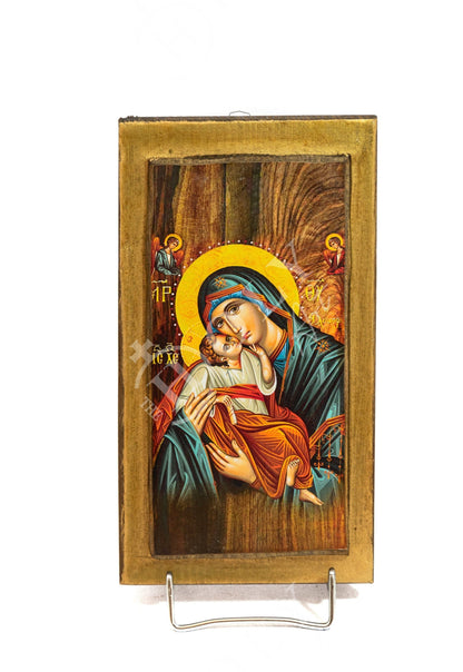 Virgin Mary icon Panagia Glykophilousa Greek Christian Orthodox Icon Mother of God Byzantine art Theotokos handmade wall hanging wood plaque - TheHolyArt
