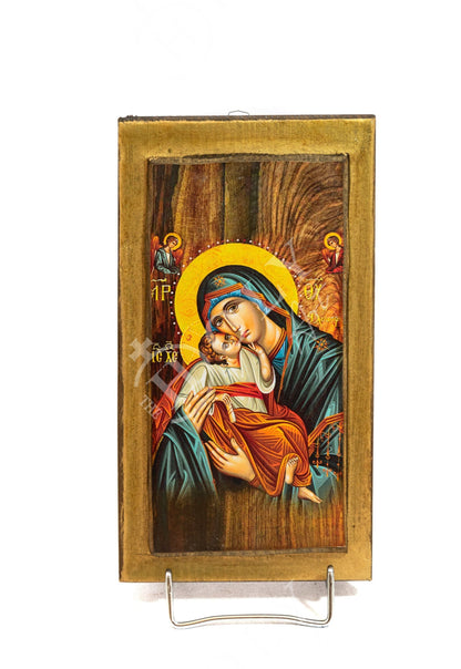 Virgin Mary icon Panagia Glykophilousa Greek Christian Orthodox Icon Mother of God Byzantine art Theotokos handmade wall hanging wood plaque - TheHolyArt