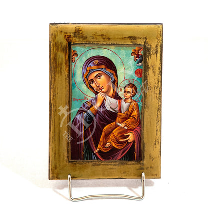 Virgin Mary icon Panagia Paramythia, Handmade Greek Orthodox icon gold leaf Mother of God, Theotokos Byzantine art wall hanging - TheHolyArt