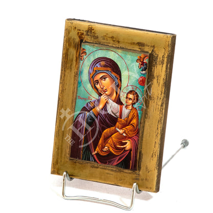 Virgin Mary icon Panagia Paramythia, Handmade Greek Orthodox icon gold leaf Mother of God, Theotokos Byzantine art wall hanging - TheHolyArt